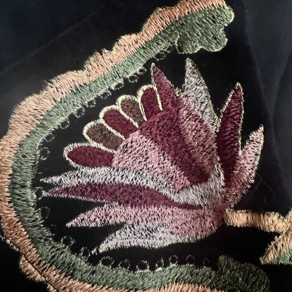 Black Embroidered Velvet Coat - Mahogany - Picture 5 of 7